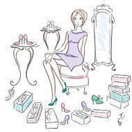 Girl in a Shoe Shop