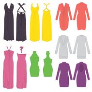 various evening wear flat sketches