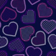 Seamless pattern with night violet hearts