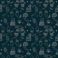 winter hats gloves seamless pattern N2