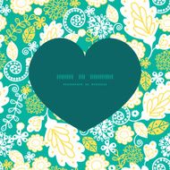 Vector emerald flowerals heart silhouette pattern frame N2