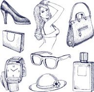 Hand drawn vector fashion elements