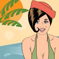 Hot pop art girl on a beach N2