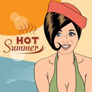 Hot pop art girl on a beach N3