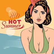 Hot pop art girl on a beach N4