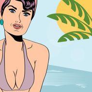 Hot pop art girl on a beach N5