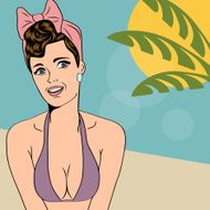 Hot pop art girl on a beach N6