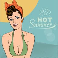 Hot pop art girl on a beach N7