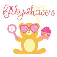 Baby shower for girl composition with bear