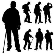Vector silhouette of old people N17
