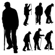 Vector silhouette of old people N19