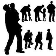 Vector silhouette of an elderly man N3