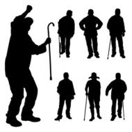Vector silhouette of old people N20