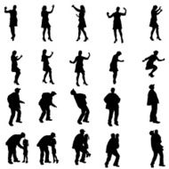 Vector silhouettes of people N64