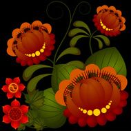 Petrikov painting Traditional Ukrainian national flower pattern