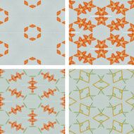 set of abstrack orange flower seamless background