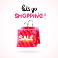 Cartoon shopping bag Vector sale illustration