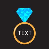 Wedding gold ring with bright blue diamond Polygonal effect C