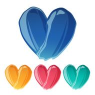 Lipstick or paint smudges heart - red yellow blue green