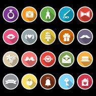 Wedding icons with long shadow