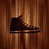 Casual keds gym shoes icon Wooden background N2
