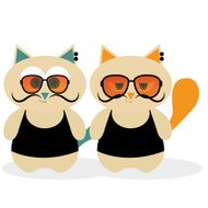 Cute Cartoon Cats Isolated On White Background