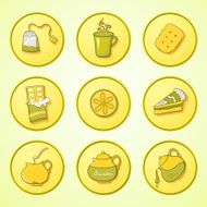 Set tea and sweets round icons N3