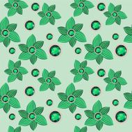 green flower with emerald seamless pattern