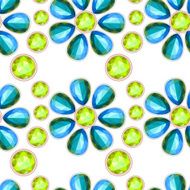 blue gemstone floral seamless pattern