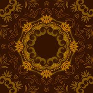 Abstract brown floral background with round vector pattern