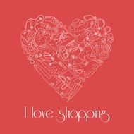 Heart from stylish hand drawn set of fashion items N4
