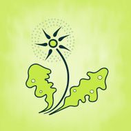 Dandelion with green leaves spring theme