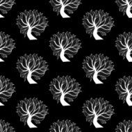 Seamless pattern background black and white tree