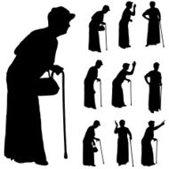 Vector silhouette of old people N22