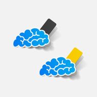 realistic design element brain rectangle seam
