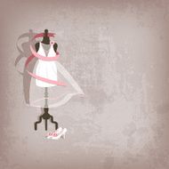 wedding dress on grungy background