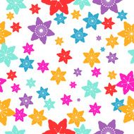 Abstract Colorful Flowers Seamless Pattern Vector N6