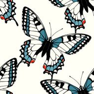 Seamless pattern with decorative machaon butterflies