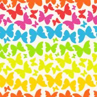 Seamless pattern with bright rainbow butterflies