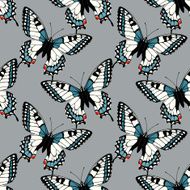 Seamless pattern with machaon swallowtail butterflies