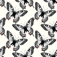 Seamless pattern with machaon swallowtail butterflies N2