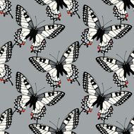 Seamless pattern with machaon swallowtail butterflies N3