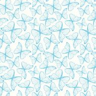 Seamless pattern with hand drawn outline butterflies