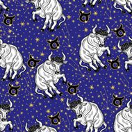 Taurus zodiac sign constellation stars Horoscope seamless pattern
