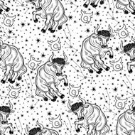 Taurus zodiac sign constellation and stars Horoscope seamless pattern