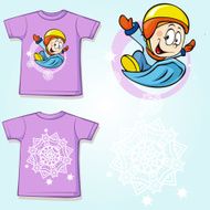 kid shirt with winter sportsmen on sled printed N2