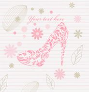 Vintage floral greeting card shoes vector