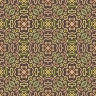 Colorful graphic flower pattern on brown