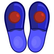 Blue bedroom slippers with red pompoms eps10