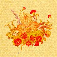 Floral arrangement on a yellow background with cracks eps10